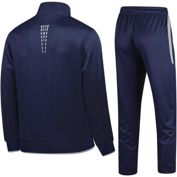 Men's Casual Athletic Tracksuit Long Sleeve Sweatsuit Set FullZip Running Jacket - Picture 2 of 8